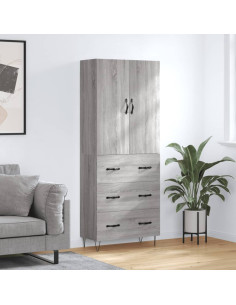 Credenza Grigio Sonoma 69,5x34x180 cm in Legno Multistrato