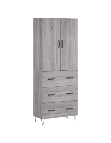 Credenza Grigio Sonoma 69,5x34x180 cm in Legno Multistrato