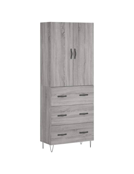 Credenza Grigio Sonoma 69,5x34x180 cm in Legno Multistrato