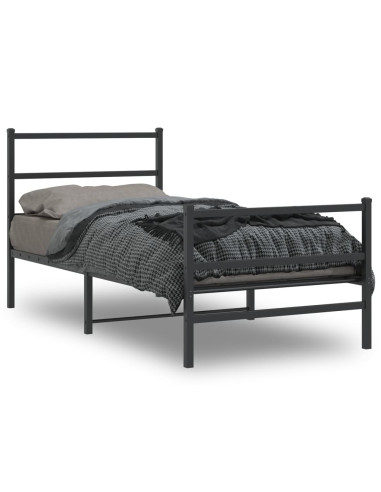 Giroletto con Testiera e Pediera Metallo Nero 90x200 cm