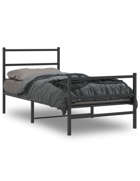 Giroletto con Testiera e Pediera Metallo Nero 90x200 cm