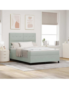 Letto a Sorgente LED Grigio chiaro 160 x 200 cm Tessuto