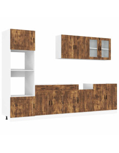 Set Mobili da Cucina 7 pz Kalmar Rovere Fumo Legno Multistrato 2