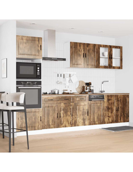 Set Mobili da Cucina 7 pz Kalmar Rovere Fumo Legno Multistrato