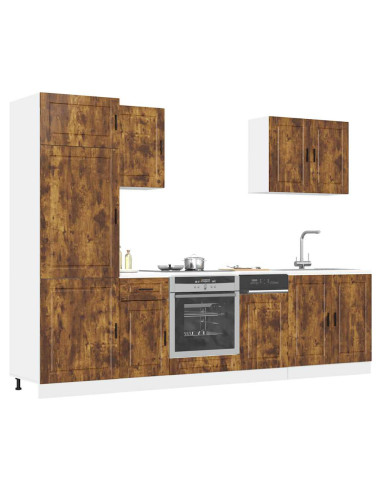 Set Mobili da Cucina 7 pz Porto Rovere Fumo Legno Multistrato