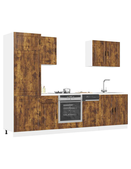 Set Mobili da Cucina 7 pz Porto Rovere Fumo Legno Multistrato