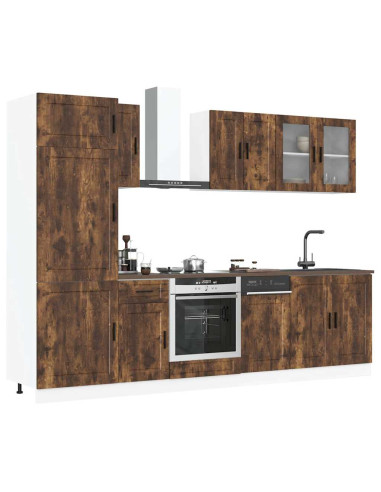 Set Mobili da Cucina 8 pz Porto Rovere Fumo Legno Multistrato