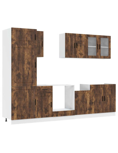 Set Mobili da Cucina 8 pz Porto Rovere Fumo Legno Multistrato