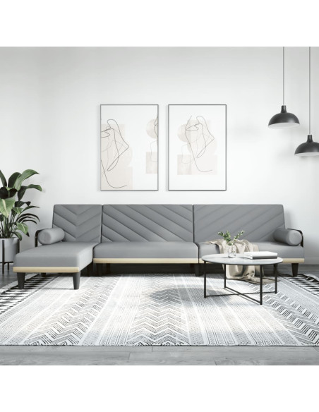 Divano Letto a L Grigio Chiaro 260x140x70 cm in Tessuto