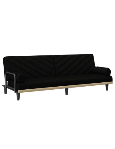 Divano Letto con Braccioli Nero in Tessuto