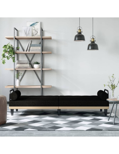 Divano Letto con Braccioli Nero in Tessuto