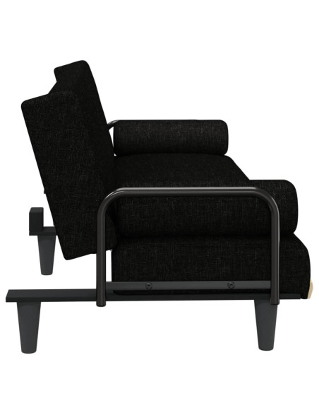 Divano Letto con Braccioli Nero in Tessuto