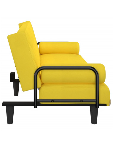 Divano Letto con Braccioli Giallo Chiaro in Tessuto
