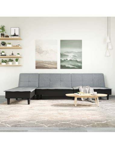 Divano Letto a L Grigio Chiaro 255x140x70 cm in Tessuto