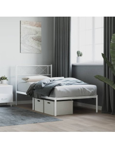 Giroletto con Testiera Metallo Bianco 90x200 cm