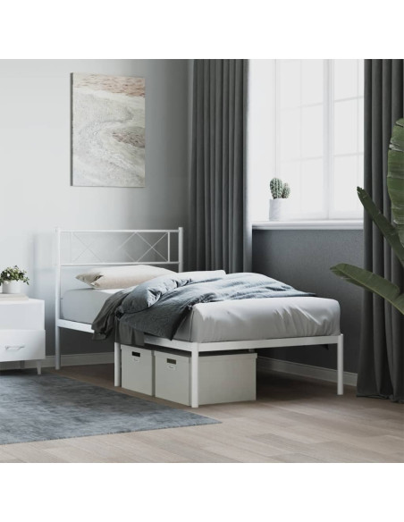 Giroletto con Testiera Metallo Bianco 90x200 cm