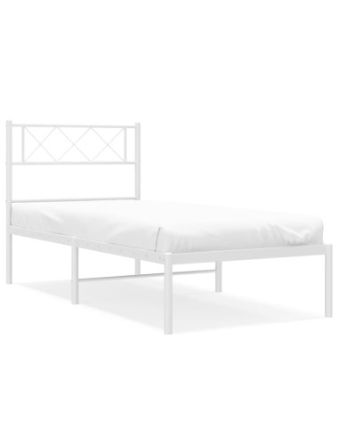 Giroletto con Testiera Metallo Bianco 90x200 cm