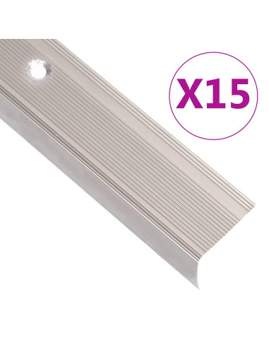 Profili a L per Gradini 15 pz in Alluminio 90 cm Champagne