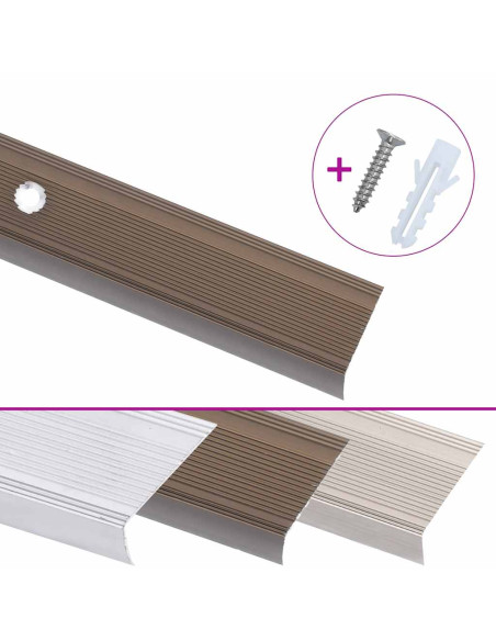 Profili a L per Gradini 5 pz in Alluminio 100 cm Marrone