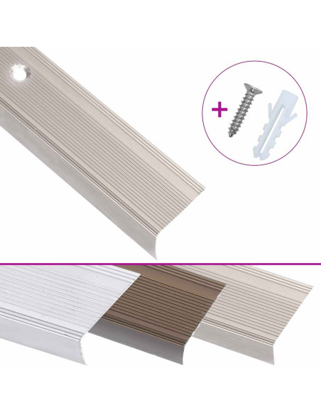 Profili a L per Gradini 5 pz in Alluminio 90 cm Champagne
