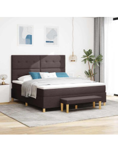Letto a molle con materasso Marrone scuro 180 x 200 cm Tessuto