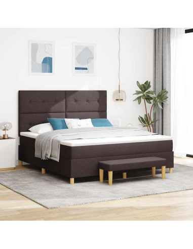 Letto a molle con materasso Marrone scuro 180 x 200 cm Tessuto