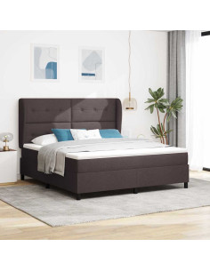 Letto a molle con materasso Marrone scuro 180 x 200 cm Tessuto