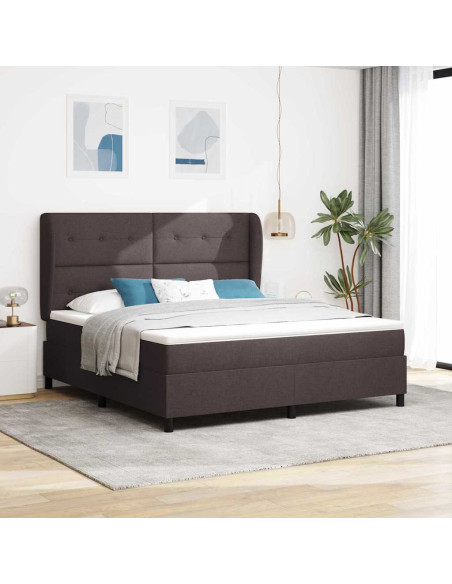 Letto a molle con materasso Marrone scuro 180 x 200 cm Tessuto