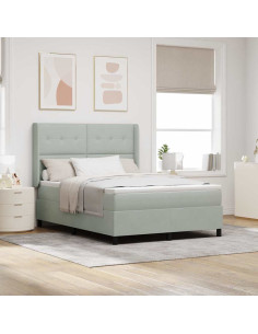 Letto a molle con testiera Grigio chiaro 160 x 200 cm Velluto