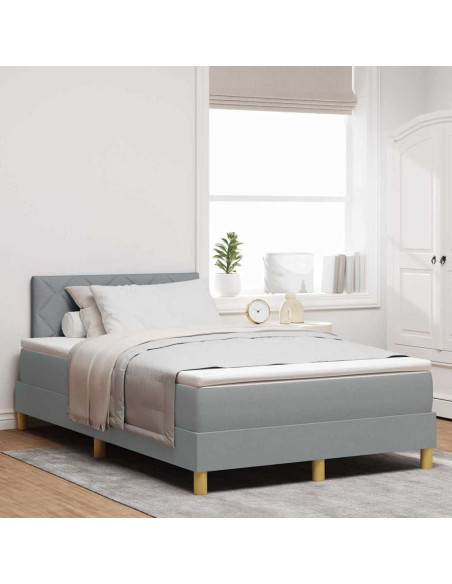Letto a molle con materasso Grigio chiaro 120 x 200 cm Tessuto