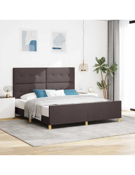 Struttura del letto Marrone scuro 180 x 200 cm Tessuto