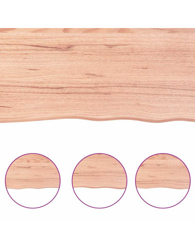 Piano Tavolo Marrone Chiaro 200x40x(2-4) cm Rovere Non Trattato