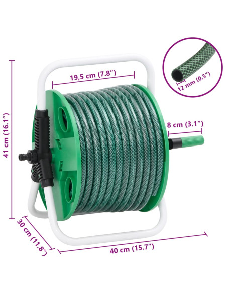 Avvolgitubo Verde Autoportante con Tubo 20 m PVC