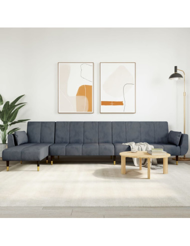 Divano Letto a L Grigio Scuro 275x140x70 cm in Velluto