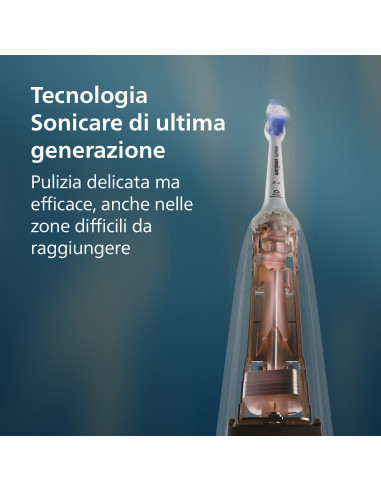 Philips Sonicare serie 5300 Spazzolino elettrico sonico con base di ricarica e sensore di pressione colore bianco HX7108/02