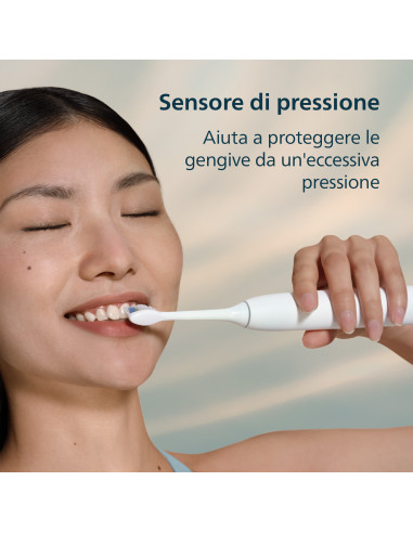 Philips Sonicare serie 5300 Spazzolino elettrico sonico con base di ricarica e sensore di pressione colore bianco HX7108/02