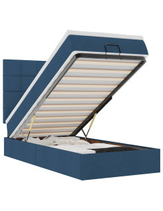 Struttura Letto Pouf con Materasso Blu 80x200 cm in Tessuto 2