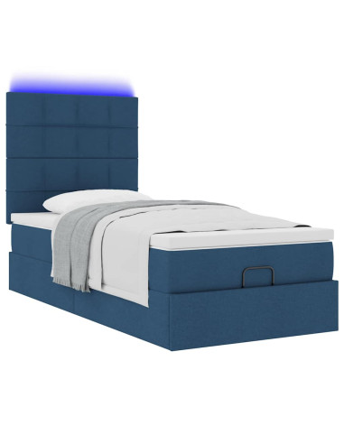 Struttura Letto Pouf con Materasso Blu 80x200 cm in Tessuto