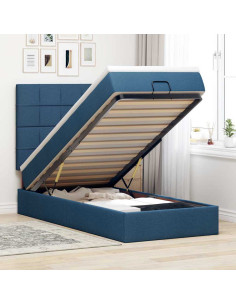 Struttura Letto Pouf con Materasso Blu 80x200 cm in Tessuto