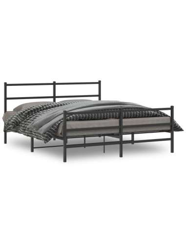Giroletto con Testiera e Pediera Metallo Nero 160x200 cm