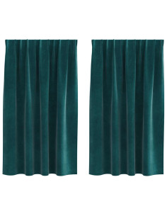Tende oscuranti 2 pcs Verde Scuro 140 x 140 cm Velluto 2