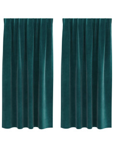 Tende oscuranti 2 pcs Verde Scuro 140 x 175 cm Velluto 2