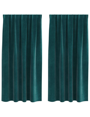 Tende oscuranti 2 pcs Verde Scuro 140 x 175 cm Velluto