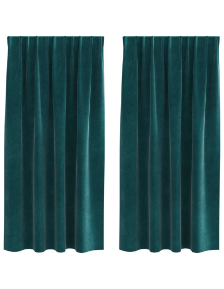 Tende oscuranti 2 pcs Verde Scuro 140 x 175 cm Velluto