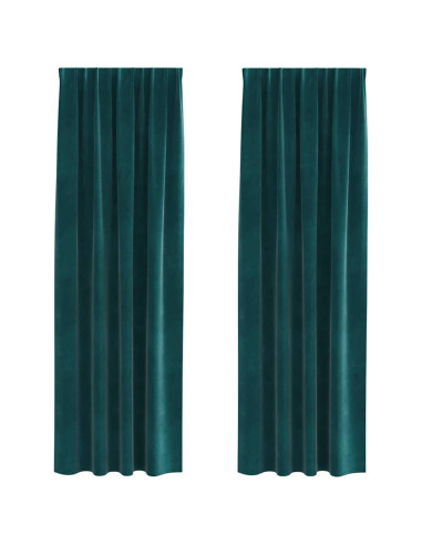 Tende oscuranti 2 pcs Verde Scuro 140 x 225 cm Velluto