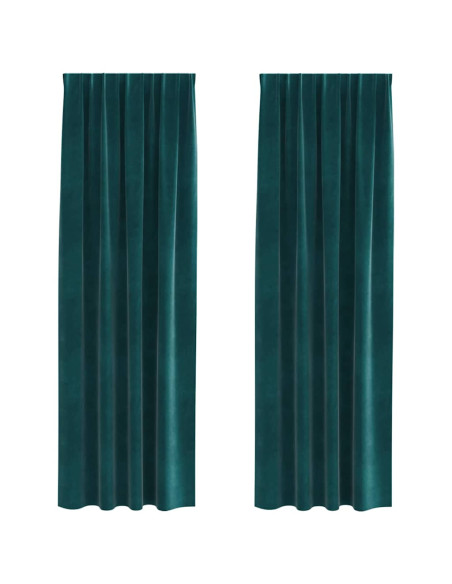 Tende oscuranti 2 pcs Verde Scuro 140 x 225 cm Velluto