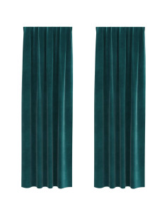 Tende oscuranti 2 pcs Verde Scuro 140 x 260 cm Velluto 2