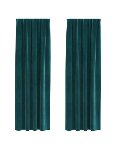 Tende oscuranti 2 pcs Verde Scuro 140 x 260 cm Velluto
