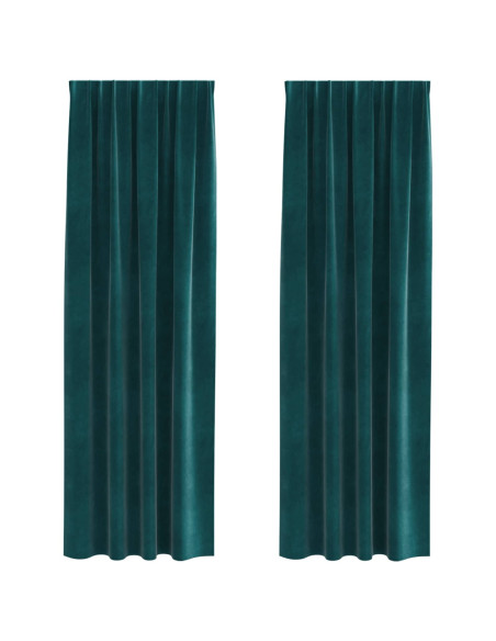 Tende oscuranti 2 pcs Verde Scuro 140 x 260 cm Velluto