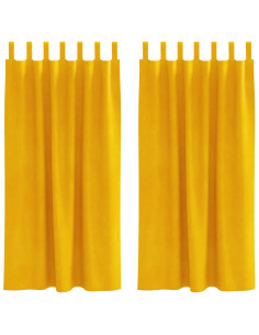 Tende oscuranti 2 pcs Giallo senape 140 x 175 cm Velluto 2